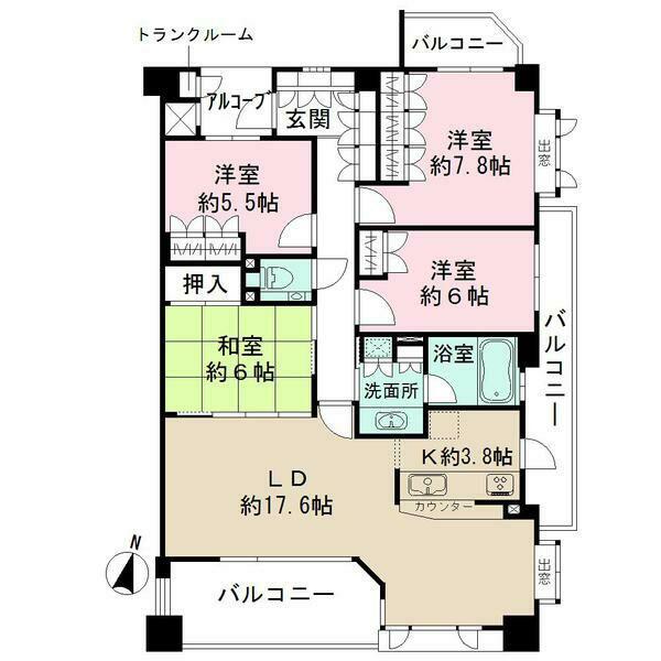 パークハウス一社(4LDK/2階)の間取り写真