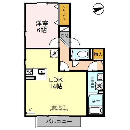 ラ・ピュールメゾン A棟(1LDK/2階)の間取り写真
