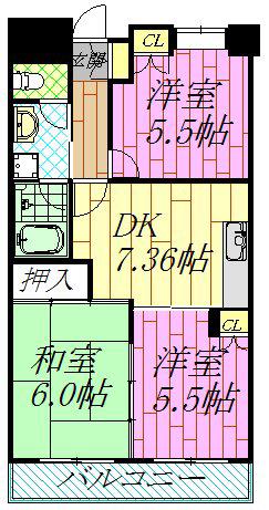 プレーネ西葛西(3DK/7階)の間取り写真