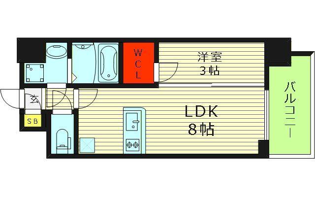 エスリード大阪城イースト(1LDK/9階)の間取り写真