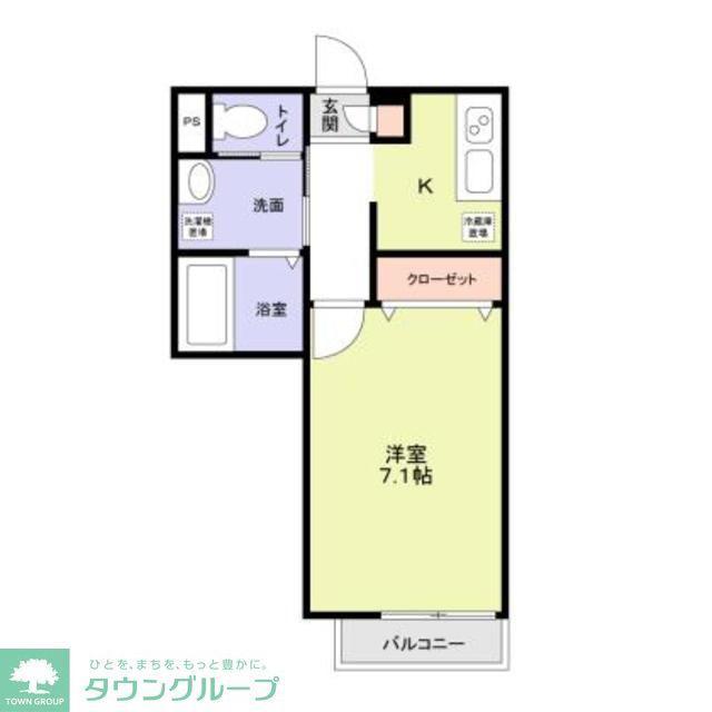 FOREST ウエスト(1K/2階)の間取り写真