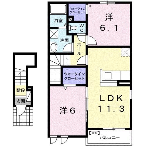ラフレシール A(2LDK/2階)の間取り写真