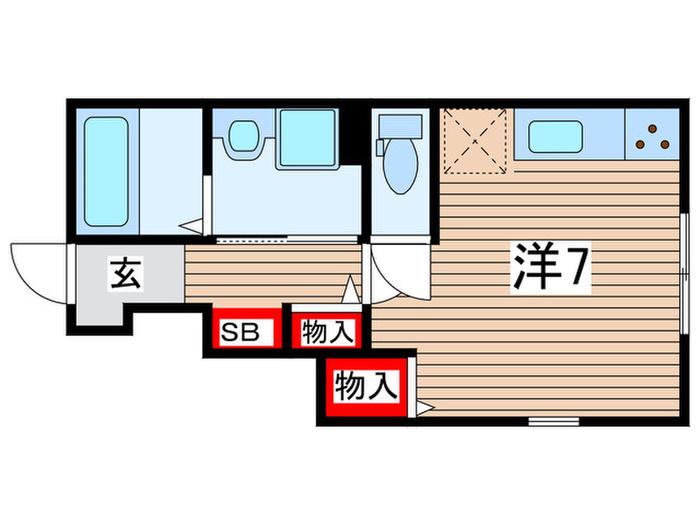 モンフレールB棟(ワンルーム/1階)の間取り写真