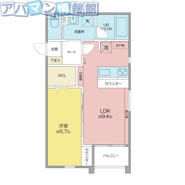 LUNAレジデンス亀田駅前(1LDK/1階)の間取り写真