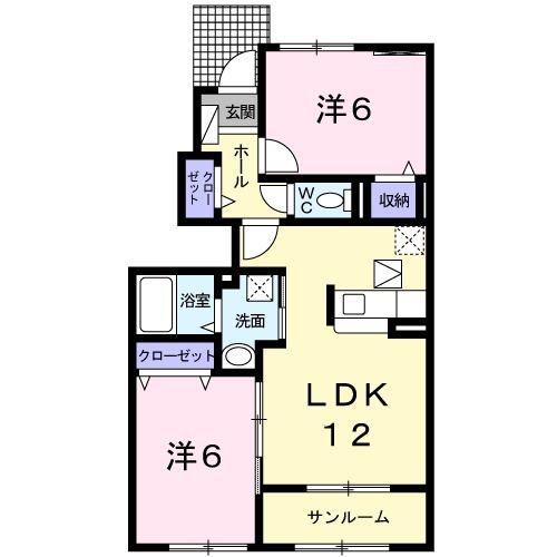 くれよんハウス(2LDK/1階)の間取り写真