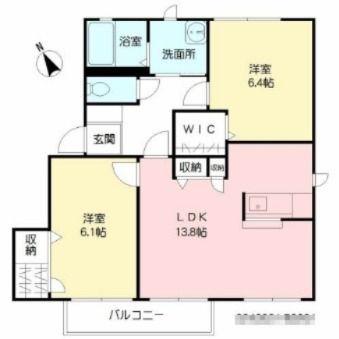 ヴィラ・パルコII  B棟(2LDK/2階)の間取り写真