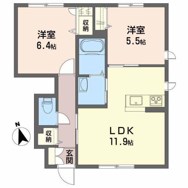 シャーメゾン西野(2LDK/1階)の間取り写真