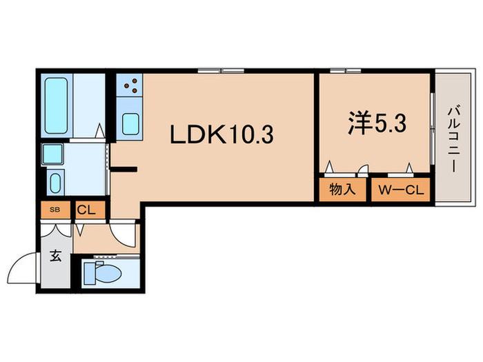 アリビオ立花(1LDK/1階)の間取り写真