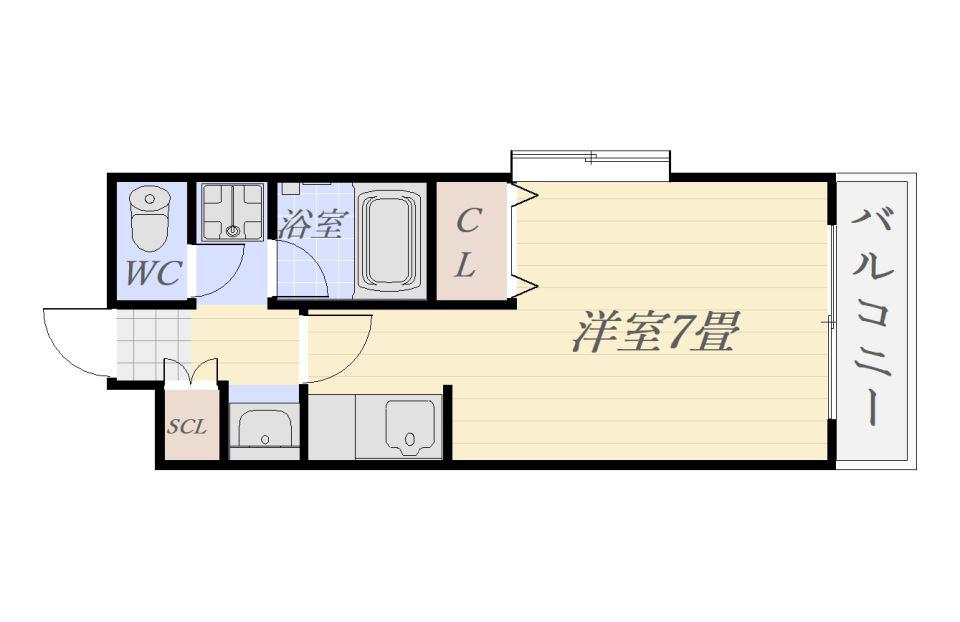 ビバリーズ21 B棟(ワンルーム/1階)の間取り写真