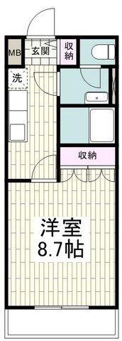 アシューレ ヒルズ(1K/2階)の間取り写真