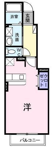 さざんか姫の路B(ワンルーム/1階)の間取り写真
