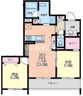 BEL CIELO日吉(2LDK/3階)の間取り写真