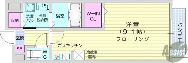 プリムローズ(1K/2階)の間取り写真
