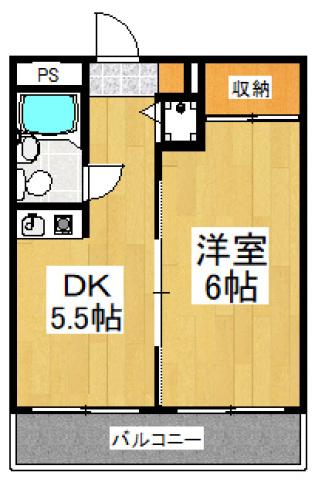 プリンス本町(1DK/4階)の間取り写真