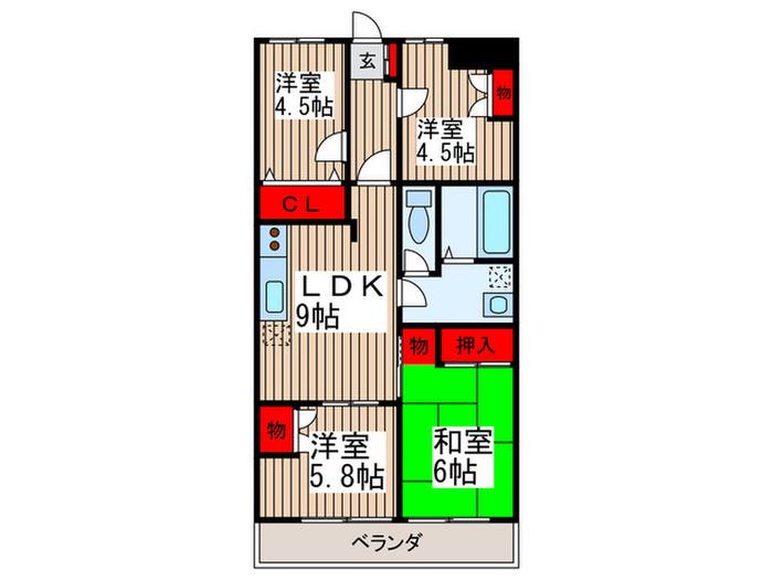 サンライト南浦和2番館(4LDK/7階)の間取り写真