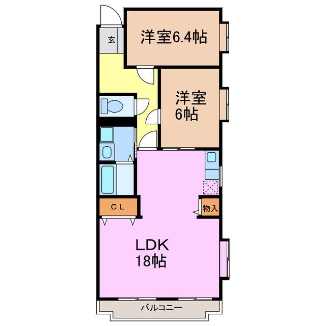 フィラアルタ左京山(2LDK/4階)の間取り写真