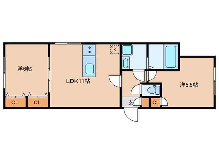 THE UNDERZ SUITE RESIDENCE(2LDK/1階)の間取り写真