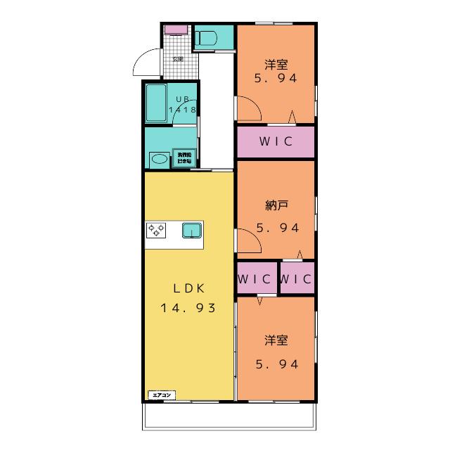 グランドゥール桜橋 A(2SLDK/1階)の間取り写真