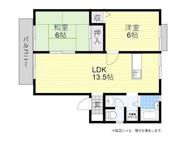 パルテールB(2LDK/1階)の間取り写真