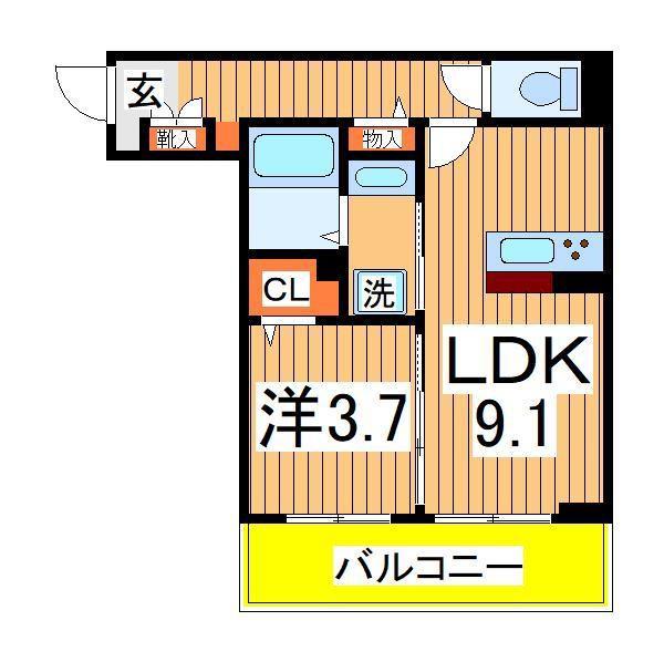 グランバニア(1LDK/3階)の間取り写真