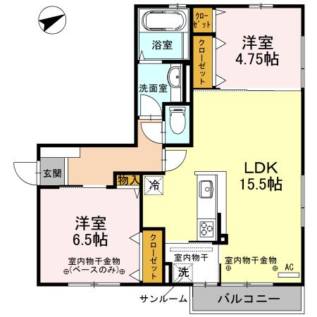 シャトー・ベルスーズ(2LDK/2階)の間取り写真