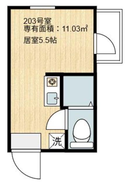 ルミエール堀切(ワンルーム/2階)の間取り写真