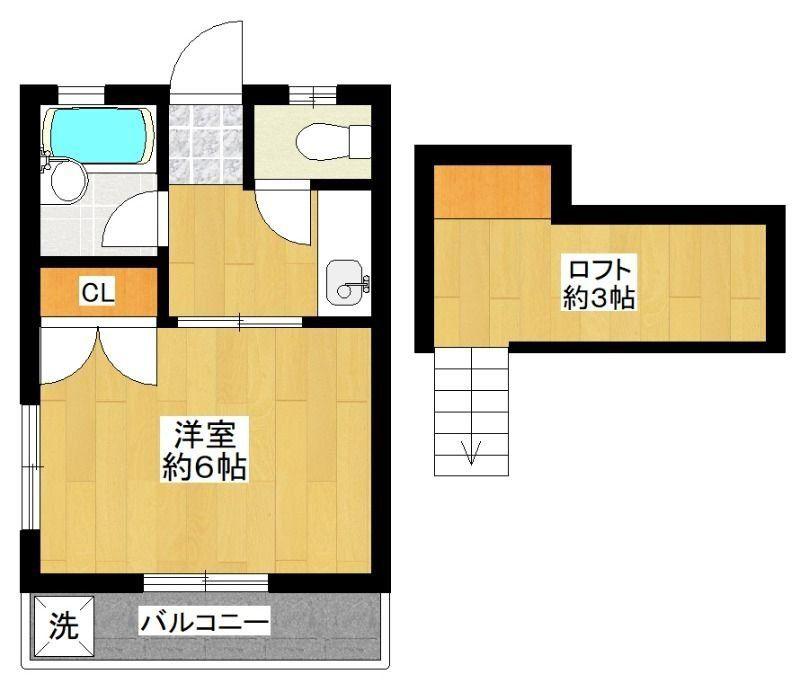 第2山崎ハイツ(1K/2階)の間取り写真