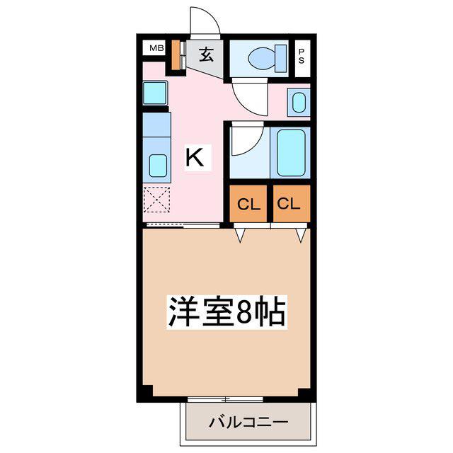 CADENZAマルヤマ(1K/2階)の間取り写真