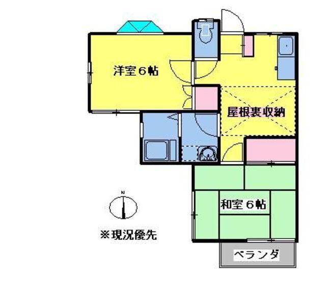 アベリアクレストA(2DK/2階)の間取り写真