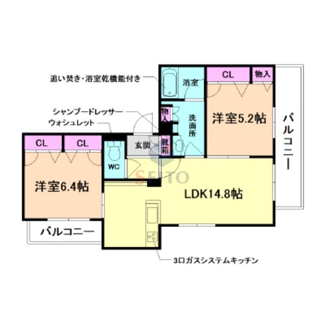 ブラン・シンプル(2LDK/3階)の間取り写真