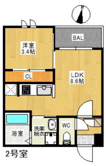 REGALEST R.N 五日市(1LDK/2階)の間取り写真