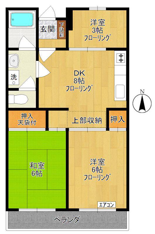 ランドール2(3DK/1階)の間取り写真