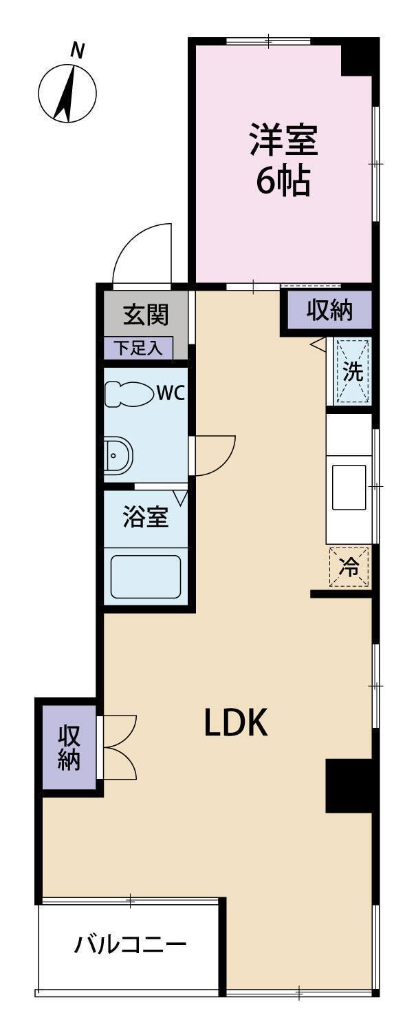 桜新ビル(1LDK/3階)の間取り写真
