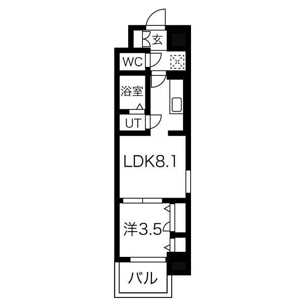 ファステート名古屋駅前アルティス(1LDK/12階)の間取り写真