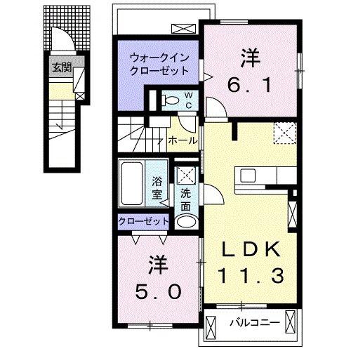 チェリーハウス(2LDK/2階)の間取り写真