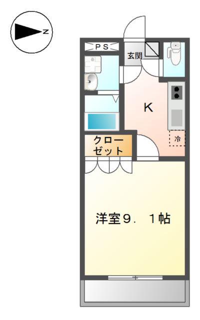 サニーコート・JOH(1K/2階)の間取り写真