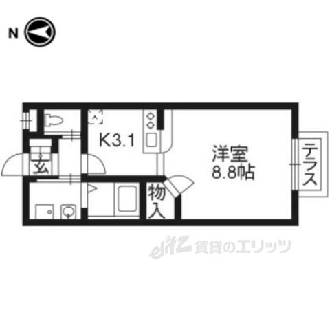 パレスサイド桂(1K/2階)の間取り写真
