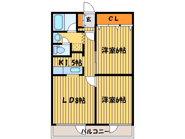シャレード藤 I棟(2LDK/2階)の間取り写真