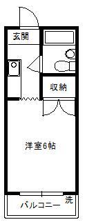 シャルルS(ワンルーム/2階)の間取り写真