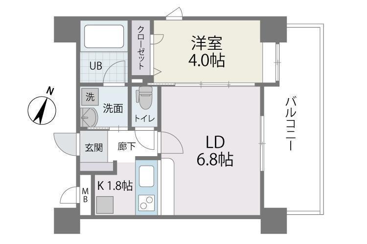 アクタス薬院III(2K/13階)の間取り写真