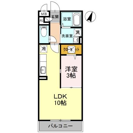 ヴェルドミール I(1LDK/3階)の間取り写真