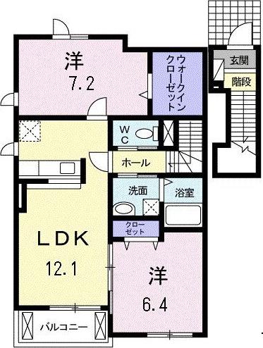 オレンジジュネス(2LDK/2階)の間取り写真
