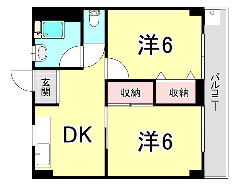 リーガルハウスIII垂水(2DK/4階)の間取り写真