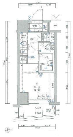 VERONA大井南 LUSSOGRANDE(1K/3階)の間取り写真