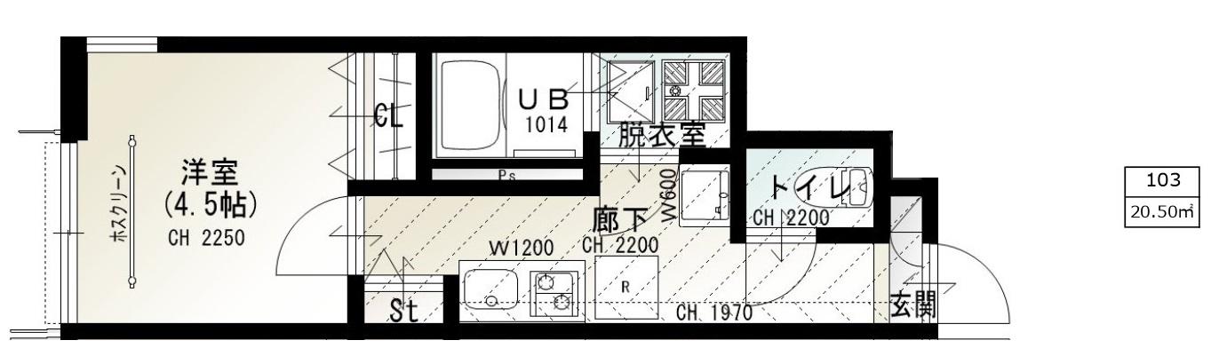ソルナクレイシア荻窪IV(1K/1階)の間取り写真