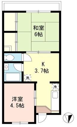サンハイツ(2K/4階)の間取り写真