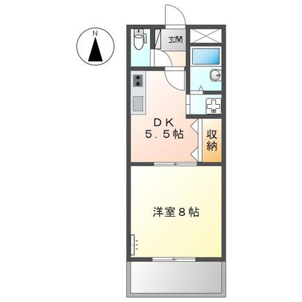 ラフィーヌ上野田(1DK/2階)の間取り写真