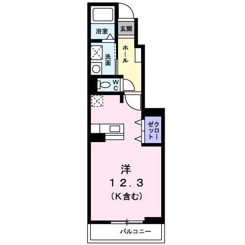 レインボーシャトー(ワンルーム/1階)の間取り写真