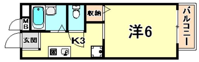 ヴィブレ魚崎北町(ワンルーム/2階)の間取り写真