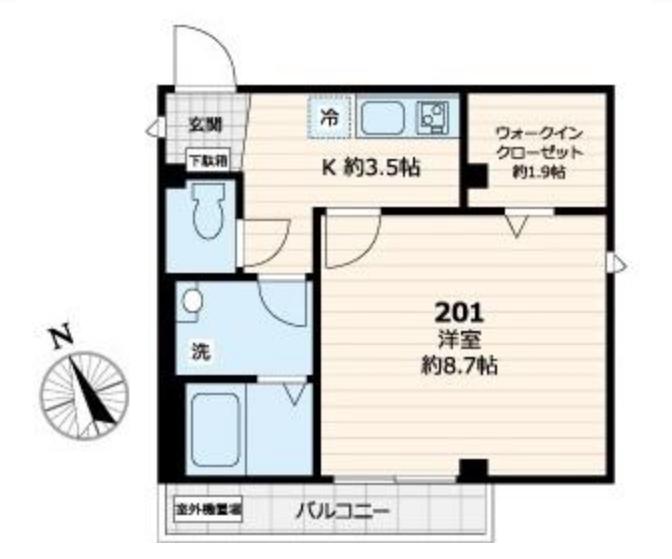  レスポワール東池袋(1K/2階)の間取り写真
